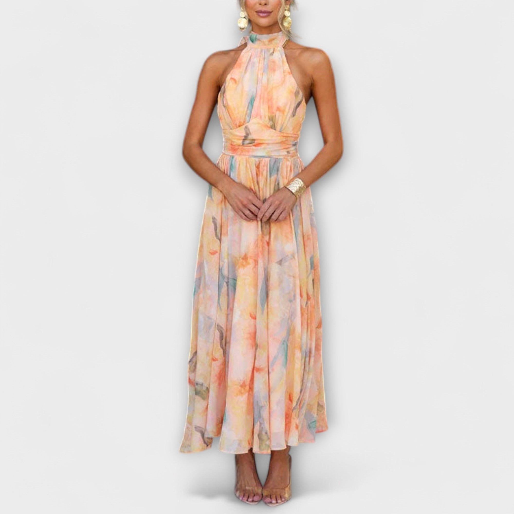 Portman™ | Halter Neck Print Maxi Dress