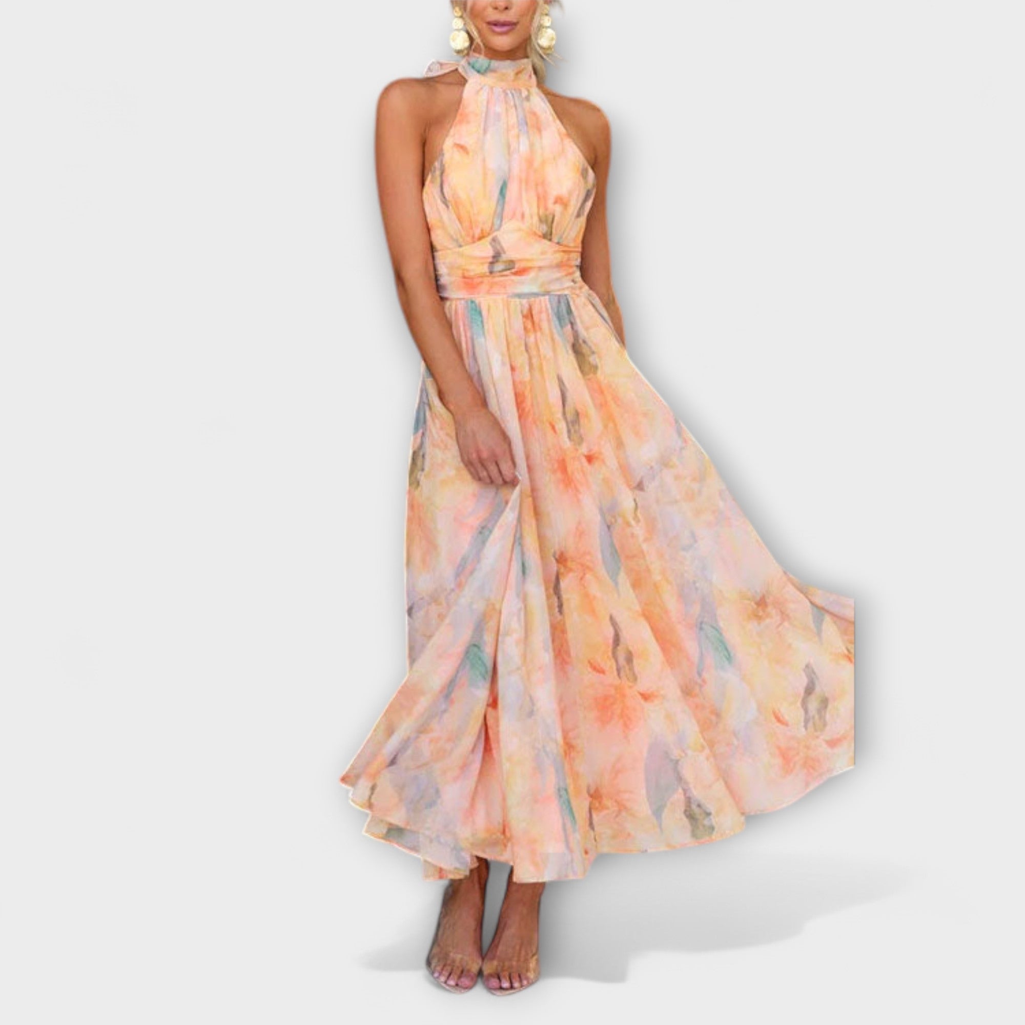 Portman™ | Halter Neck Print Maxi Dress