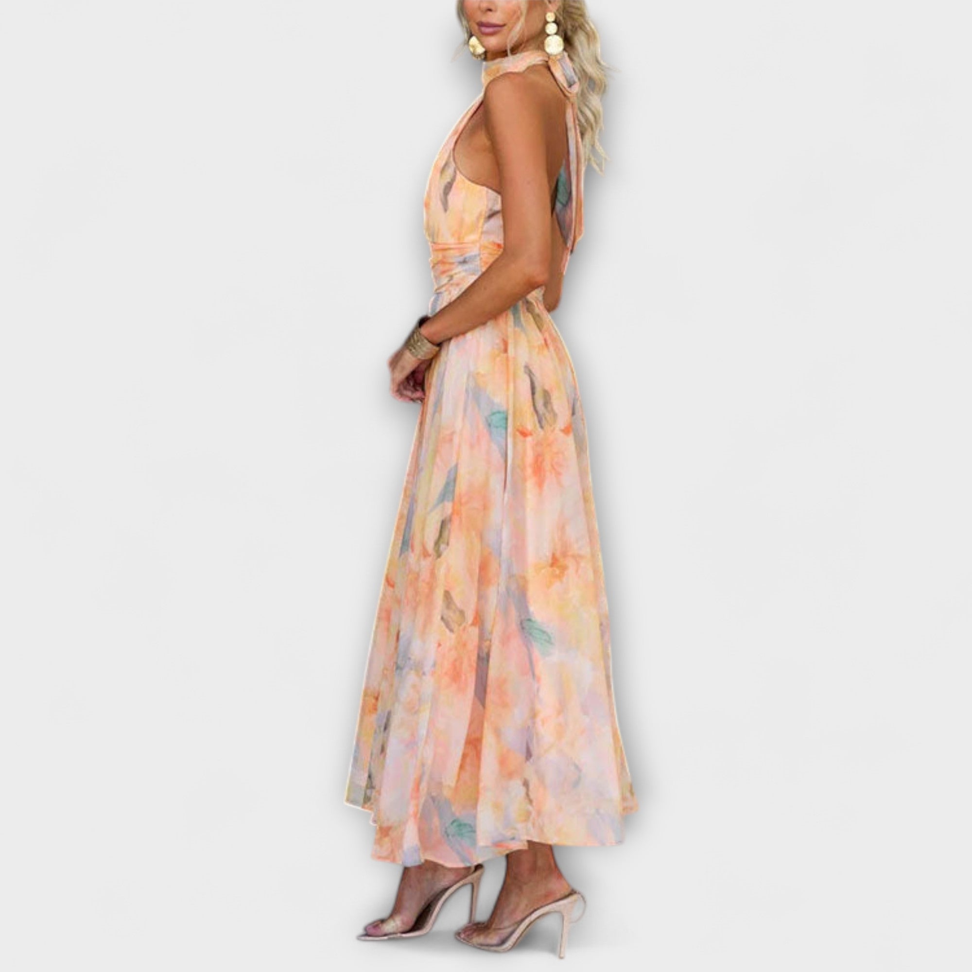 Portman™ | Halter Neck Print Maxi Dress
